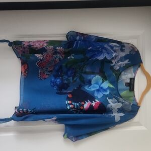 Colleen Lopez Graphic Blue Relaxed Blouse